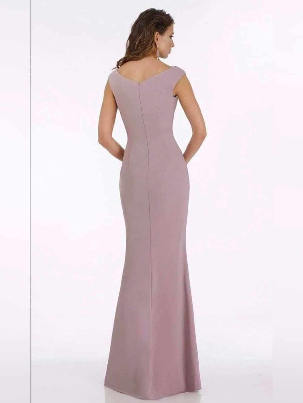 Gia Franco Mauve Purple Embellished Bow Floor Length Trumpet Evening Gown Size 4 - Picture 2 of 13